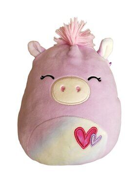 Squishmallows Rei The Pegasus Plush Toy 8" Pink White Hearts Soft Cuddly Gift